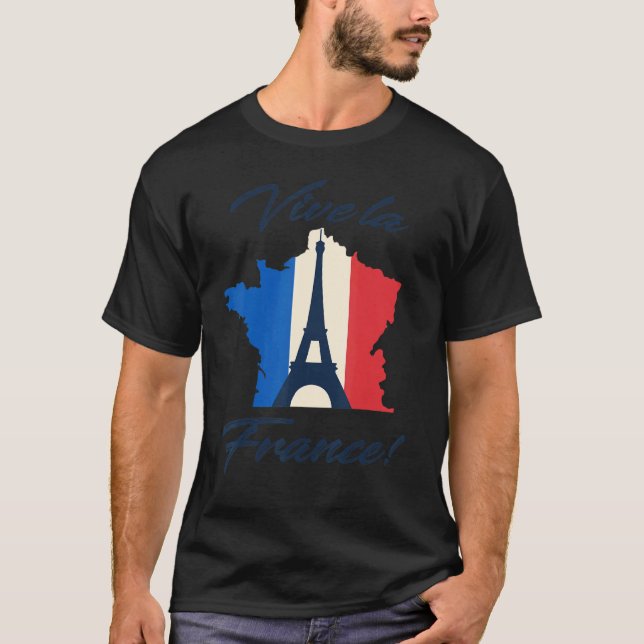 Paris Flag Eiffel Tower French Souvenir Vive La Fr T-Shirt (Vorderseite)