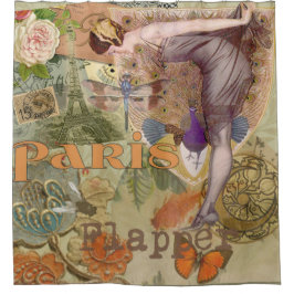Paris Flapper Art Deco Vintag Duschvorhang