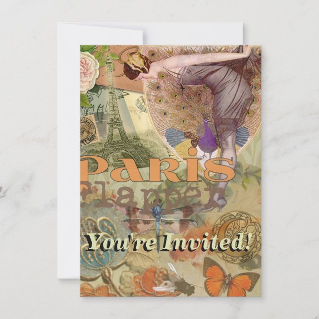 Paris Flapper Art Deco Vintag Einladung (Vorderseite)
