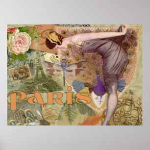 Paris Flapper Vintage Lady Pfau Poster