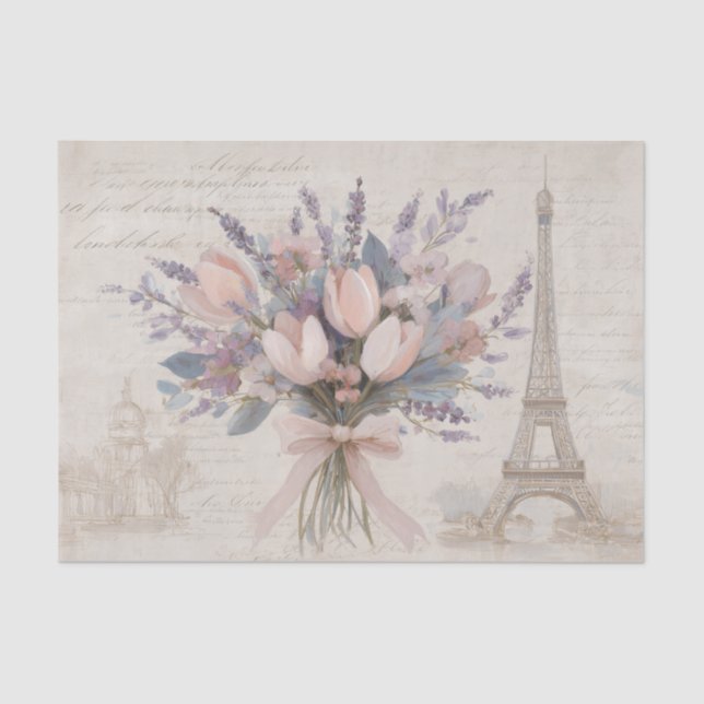Paris Floral Bouquet Vintage French Ephemera Seidenpapier (Vorderseite)