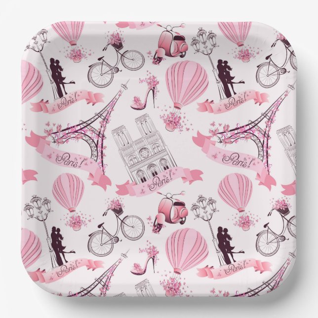 Paris Floral Pappteller (Vorderseite)