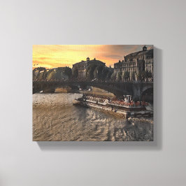 Paris Flusstor Kunst Stadtansicht Sonnenuntergang Leinwanddruck