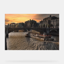 Paris Flusstor-Wandkunst Stadtansicht Sonnenunterg Acrylschild