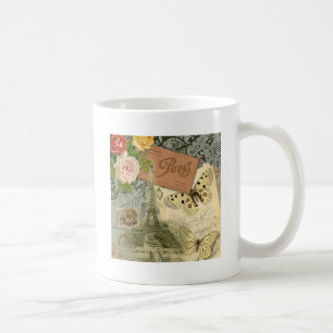 Paris France Antique Artwork Collage Eiffel Franzö Kaffeetasse
