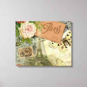 Paris France Antique Artwork Collage Eiffel Franzö Leinwanddruck