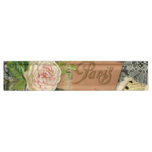 Paris France Antique Artwork Collage Eiffel Franzö Namensplakette