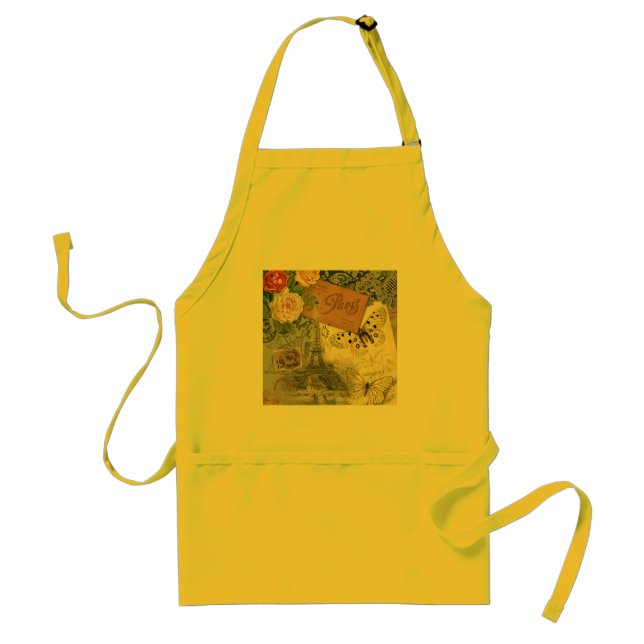 Paris France Antique Artwork Collage Eiffel Franzö Schürze (Vorne)