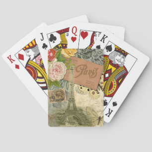 Paris France Antique Artwork Collage Eiffel Franzö Spielkarten