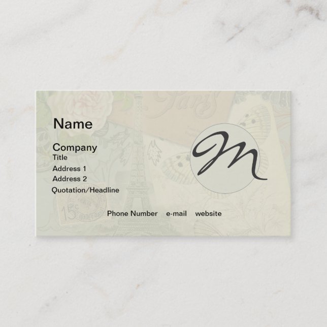 Paris France Antique Artwork Collage Eiffel Franzö Visitenkarte (Vorderseite)