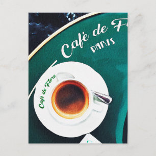 Paris France Café Coffee Watercolor Postkarte