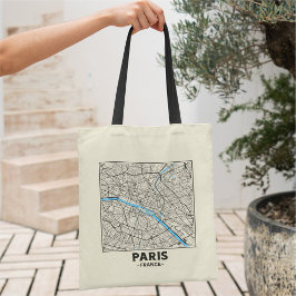 Paris, France, City Map Tote Bag Tragetasche