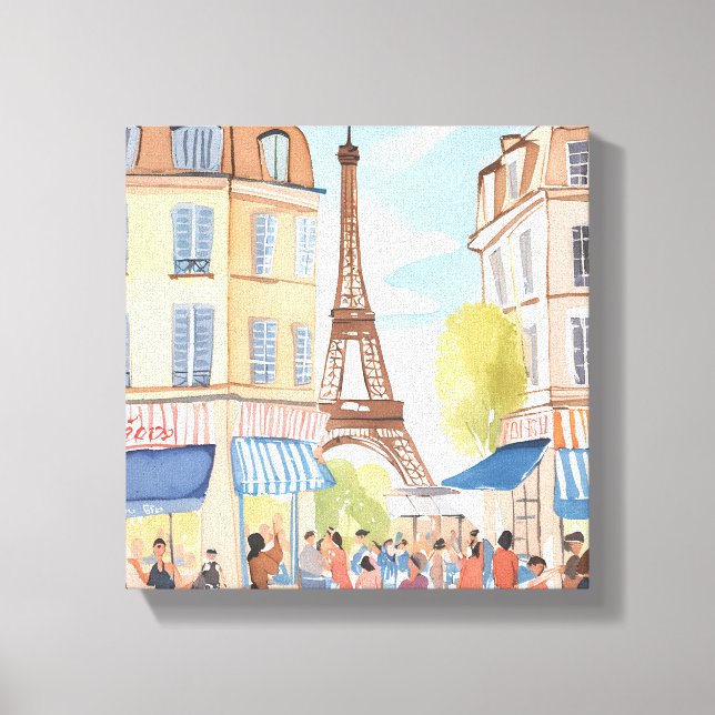 Paris France Eiffel Tower | Aquarell Europa Leinwanddruck (Vorderseite)