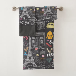 Paris France Eiffel Tower Badhandtuch Set
