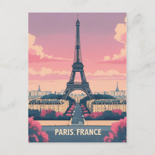 Paris France Eiffel Tower_ City Skyline Feiertagspostkarte