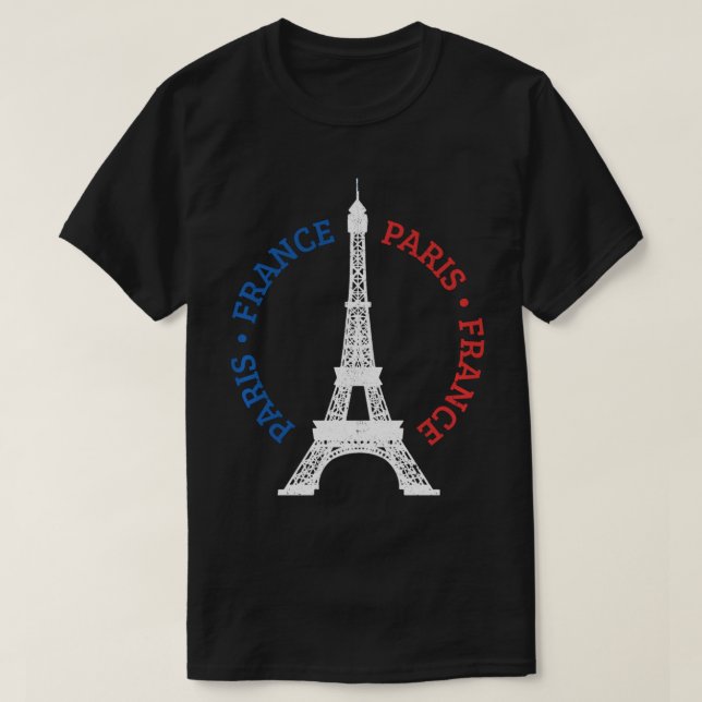 Paris France Eiffel Tower Französische Flagge Souv T-Shirt (Design vorne)