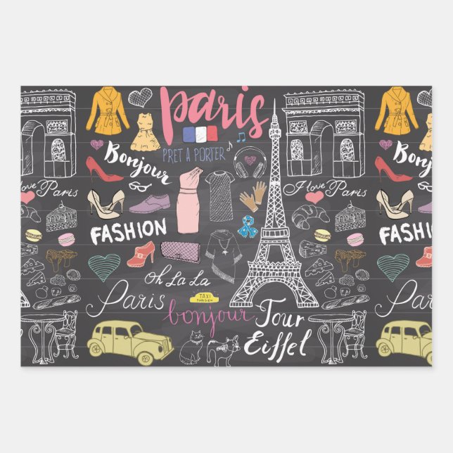 Paris France Eiffel Tower Geschenkpapier Set (Vorderseite 3)
