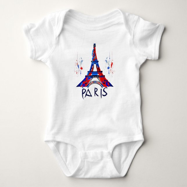 Paris France Eiffel Tower Gift Baby Strampler (Vorderseite)