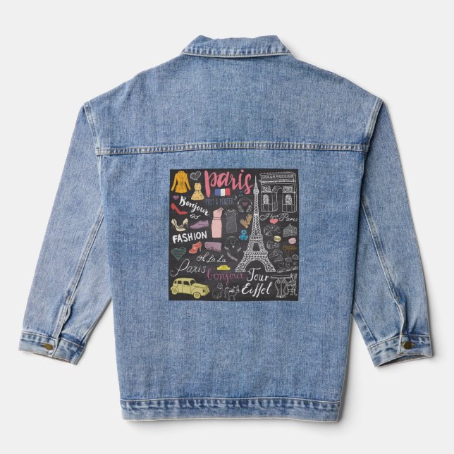 Paris France Eiffel Tower Jeansjacke (Rückseite)