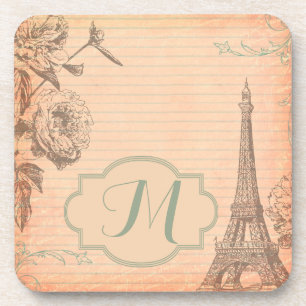 Paris France Eiffel Tower Monogram Drink Untersetz Getränkeuntersetzer