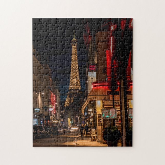 Paris France Eiffel Tower Montmartre Street Puzzle (Vertikal)