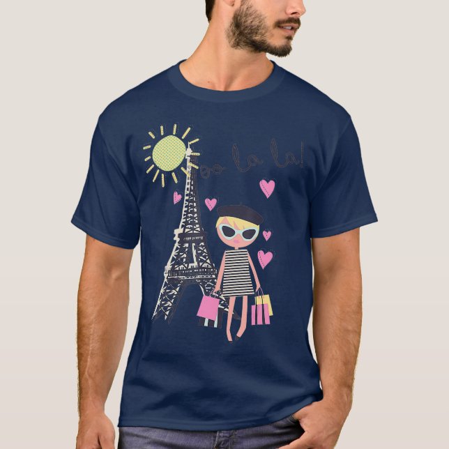 Paris France Eiffel Tower Retro Souvenir Geschenk T-Shirt (Vorderseite)