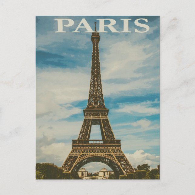 Paris France Eiffel Tower Travel Postcard Postkarte (Vorderseite)