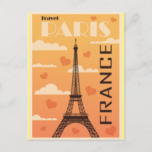 Paris France Eiffel Tower Travel Postcard Postkarte