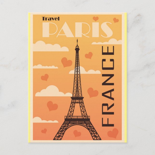 Paris France Eiffel Tower Travel Postcard Postkarte (Vorderseite)