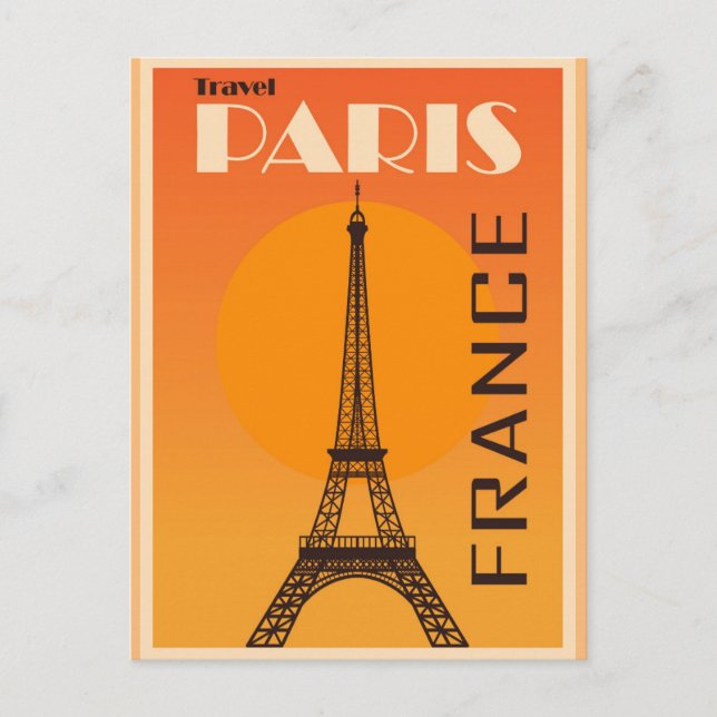 Paris France Eiffel Tower Vintage Travel Poster Postkarte (Vorderseite)