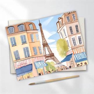 Paris France Eiffel Tower | Wasserfarbenreise Postkarte