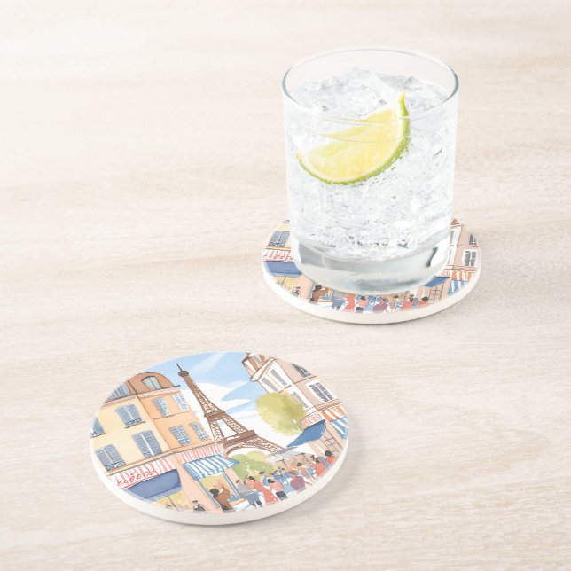 Paris France Eiffel Tower Watercolor Getränkeuntersetzer (Seite)