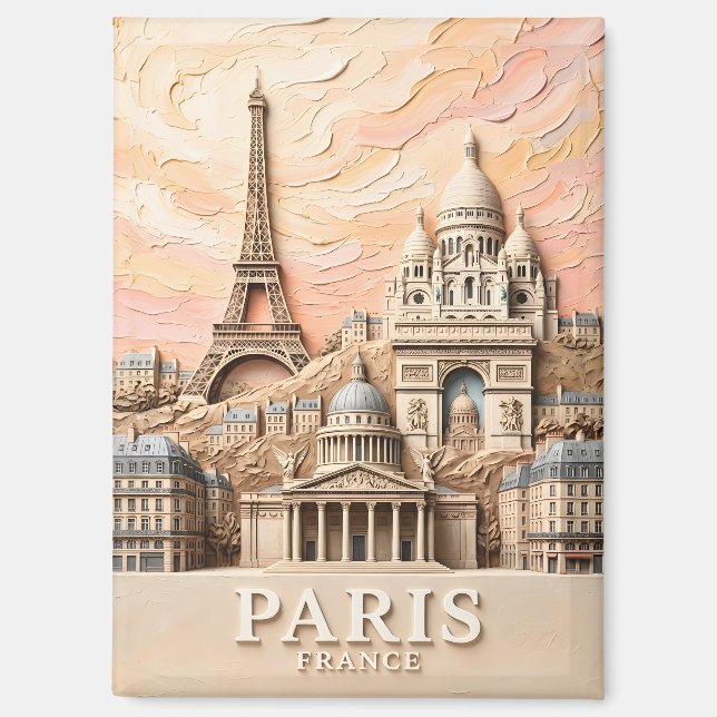 Paris France Europe Modern Pastel Textured Travel Magnet (Vorderseite)