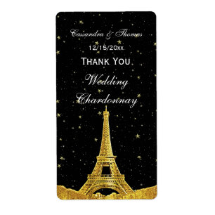 Paris France Golden Skyline #1 Stars Weinlabel TY