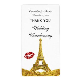 Paris France Golden Skyline Kiss #1 Weinlabel TY