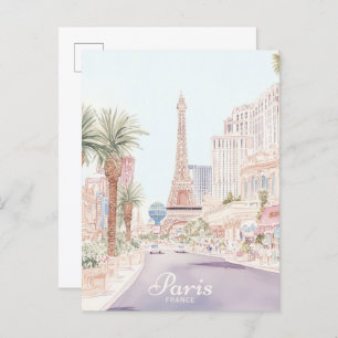 Paris France Gouache Paint Illustration Travel Postkarte