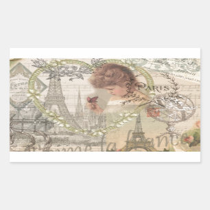 Paris France Hübsch Girl Eiffel Rechteckiger Aufkleber
