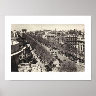 Paris France L'Avenue des Champs-Elysses, 1950er Poster