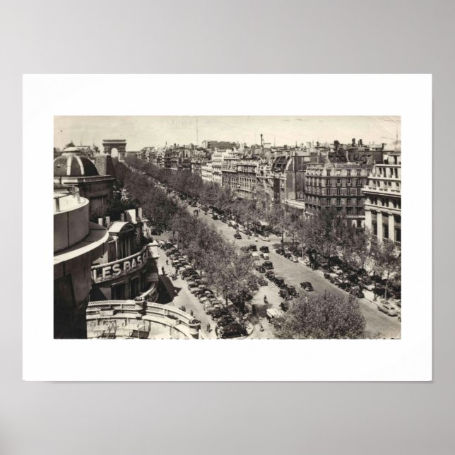 Paris France L'Avenue des Champs-Elysses, 1950er Poster (Vorne)