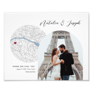Paris France Map Wedding Verlobung Foto Gift