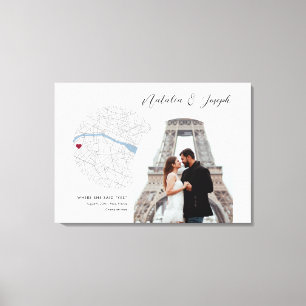 Paris France Map Wedding Verlobung Foto Gift Leinwanddruck