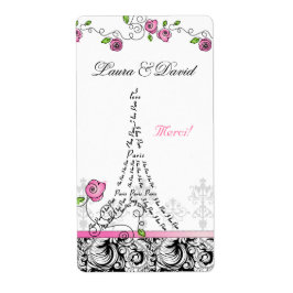 Paris France Merci Label Eiffel Tower Pink Roses