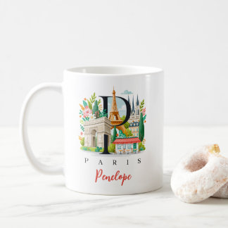 Paris France Monogram Letter P Personalized Gift Kaffeetasse