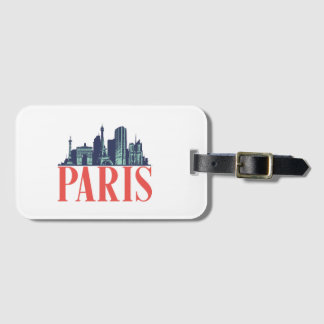 Paris France Retro City Skyline Vintag Cityscape Gepäckanhänger