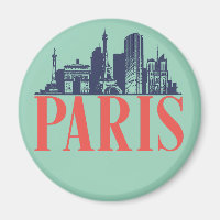 Paris France Retro City Skyline Vintag Cityscape