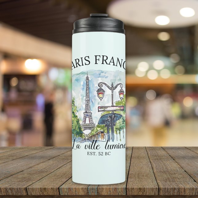 Paris France Retro City View Art Thermosbecher (Von Creator hochgeladen)