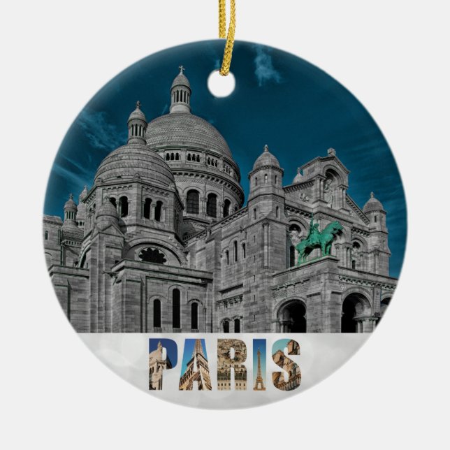 Paris France Sacre Coeur Weihnachten Keramik Ornament (Vorne)