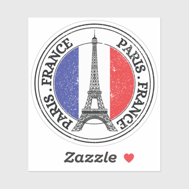 Paris France Seal Sticker Round Flag (Blatt)