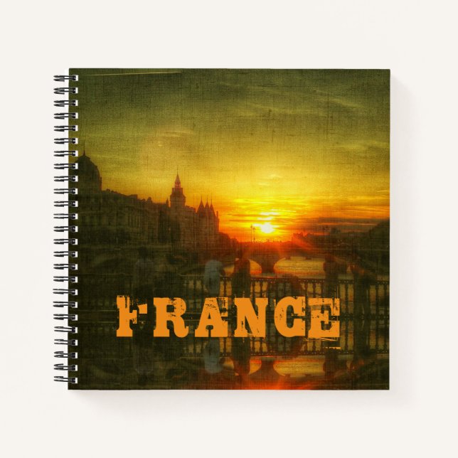Paris France Seine Sunset Architecture Notizbuch (Vorderseite)