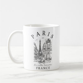 Paris France –  Sketch with Eiffel Tower & Café Kaffeetasse